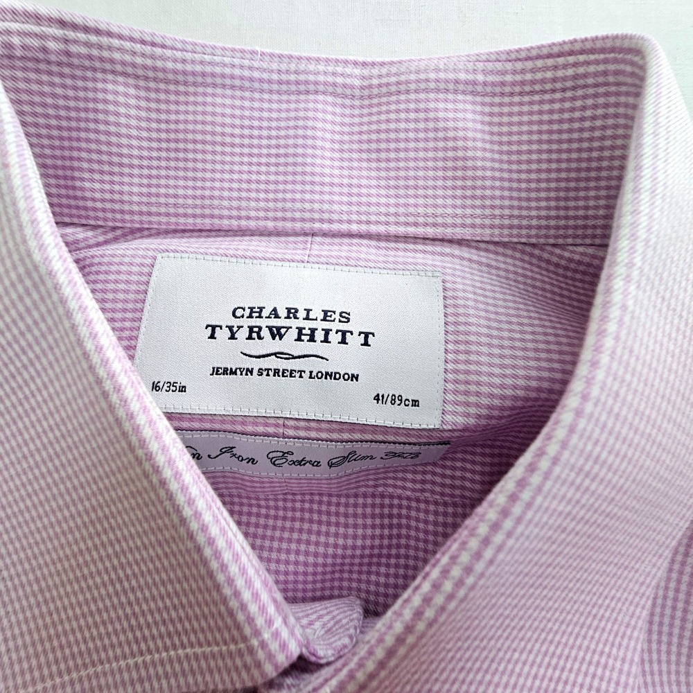 Charles Tyrwhitt Mens Extra Slim Fit NonIron Micro Check French Cuff Shirt 16 35 - Picture 3 of 9